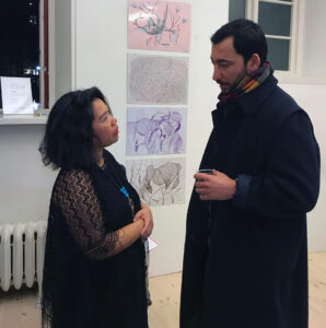 MarJoJe and Mostafa Hosseini discussing art and mental health.